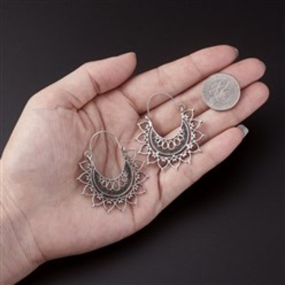 2/$10 Big Sexy Antique Silver Filigree Boho Dangle Drop gypsy Tribal Earring - Picture 3 of 6